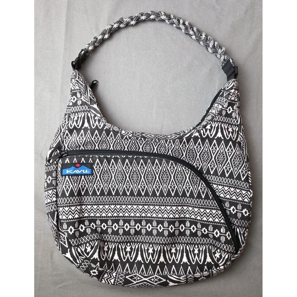 Women's Kavu Boom Bag Black Geometric Braided Handle